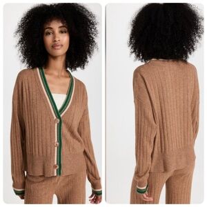 Monrow Wool Cashmere Varsity Camel Lounge Cardigan‎ Sweater Size Small HJ0208-3